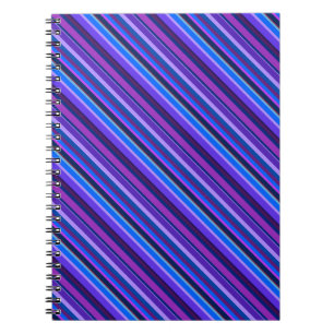 Diagonal stripes in blue and purple spiral notebook