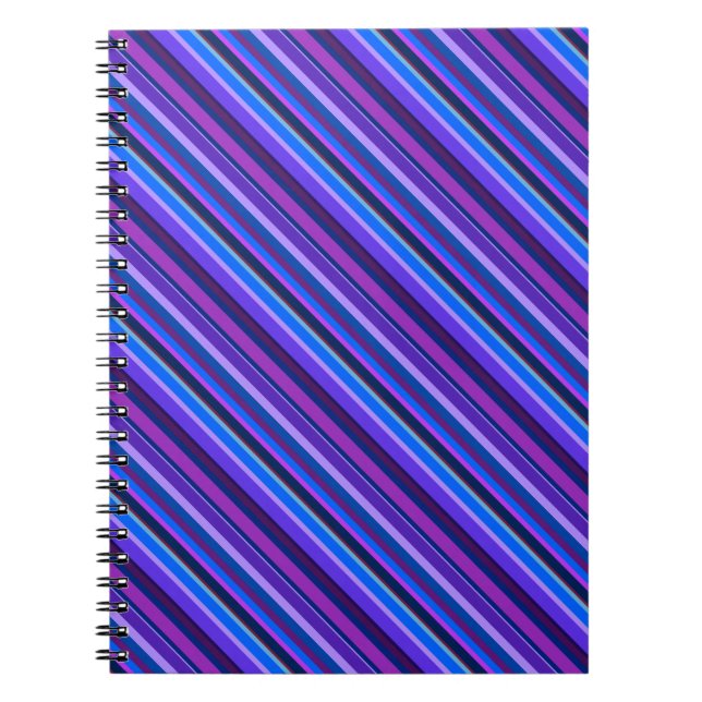 Diagonal stripes in blue and purple spiral notebook (Front)