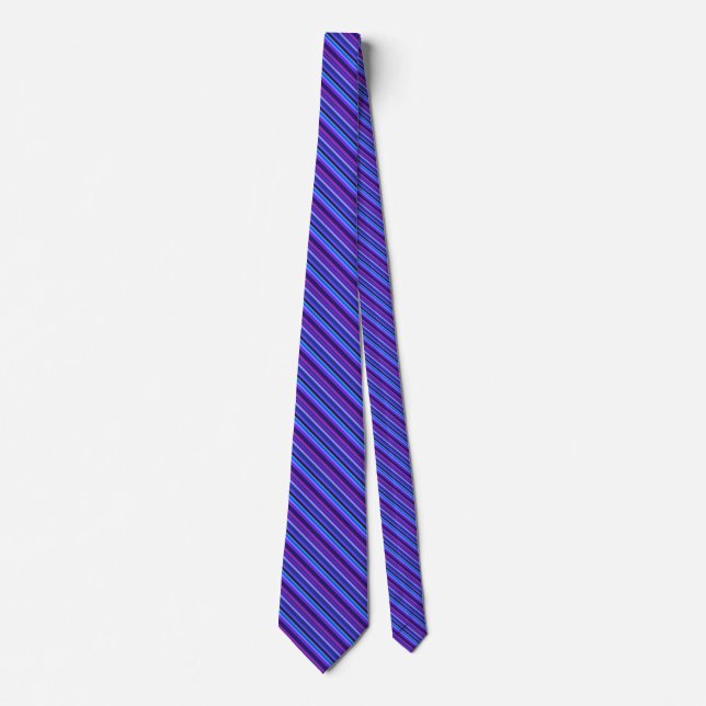 Diagonal stripes in blue and purple tie (Front)