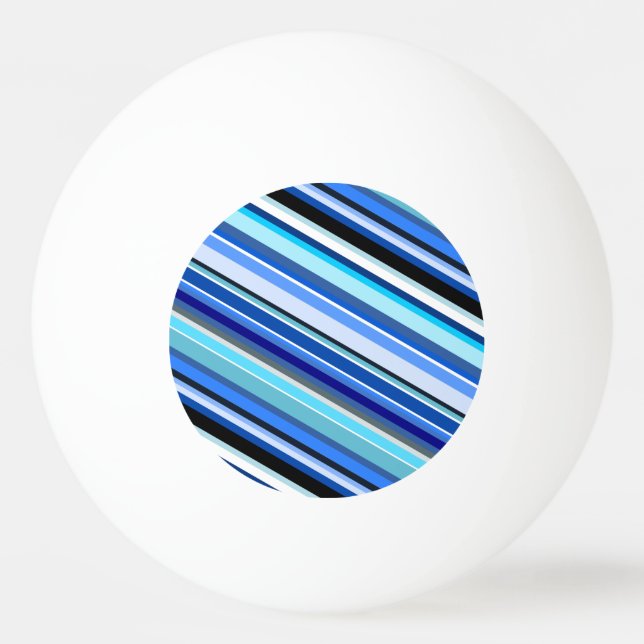 Diagonal Stripes in Blues and Teals Ping Pong Ball (Front)