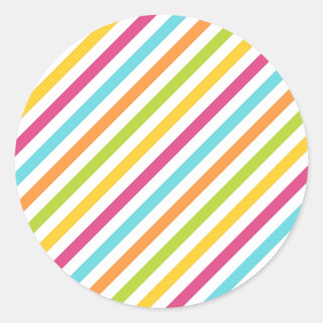 Diagonal stripes in vibrant colors classic round sticker (Front)