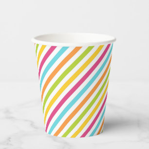 Diagonal stripes in vibrant colors paper cups