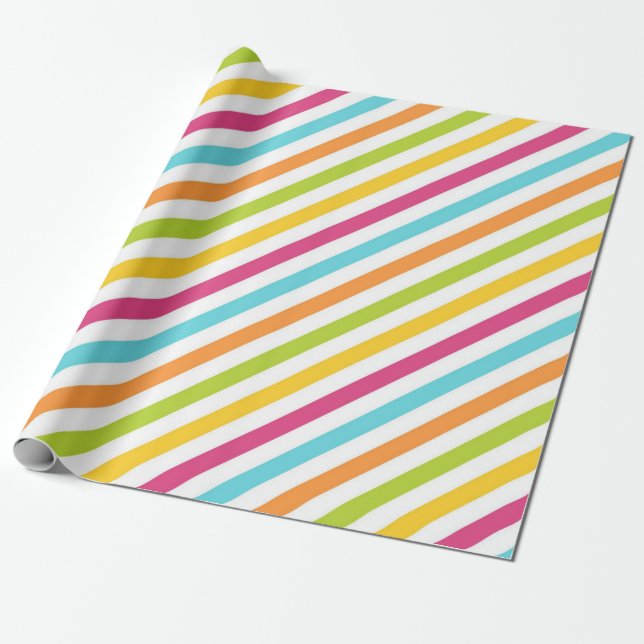 Diagonal stripes in vibrant colors wrapping paper (Unrolled)