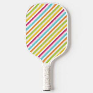 Diagonal stripes in vibrant colours pickleball paddle