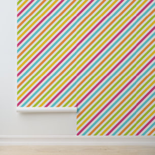Diagonal stripes in vibrant colours wallpaper