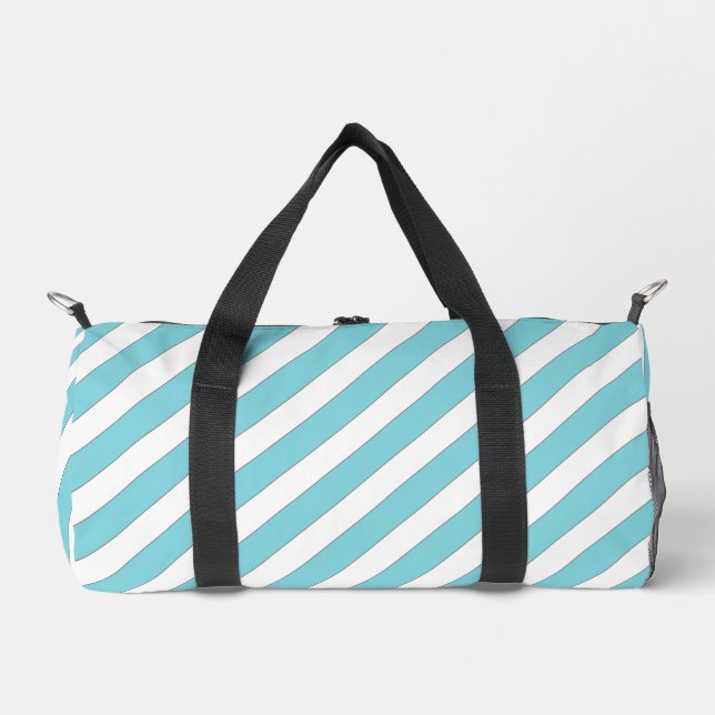 Diagonal Stripes (Light Blue) Duffle Bag (Front)