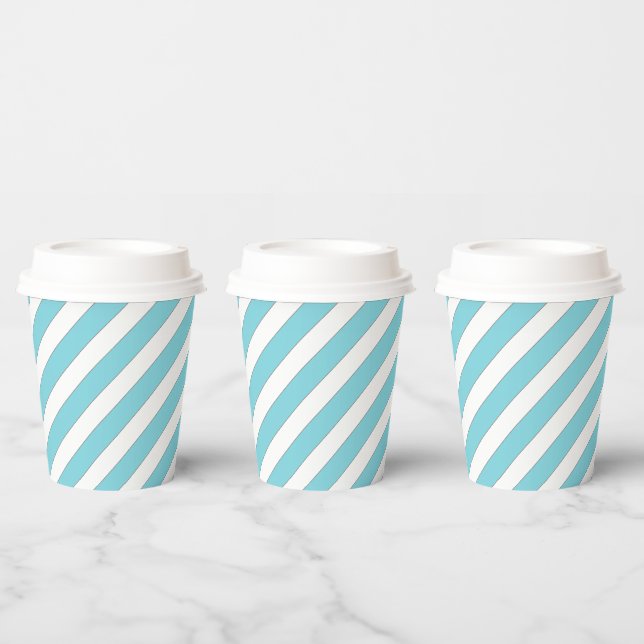 diagonal stripes light blue paper cup (Multi)