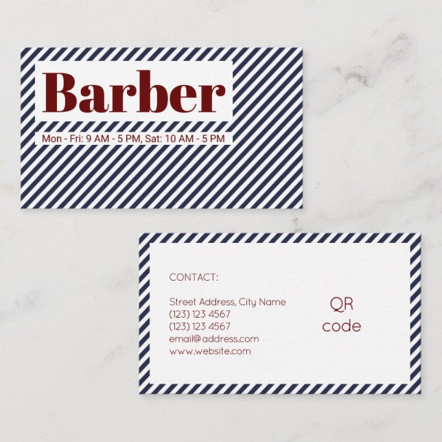 Diagonal stripes lines pattern blue red white business card (Front/Back)