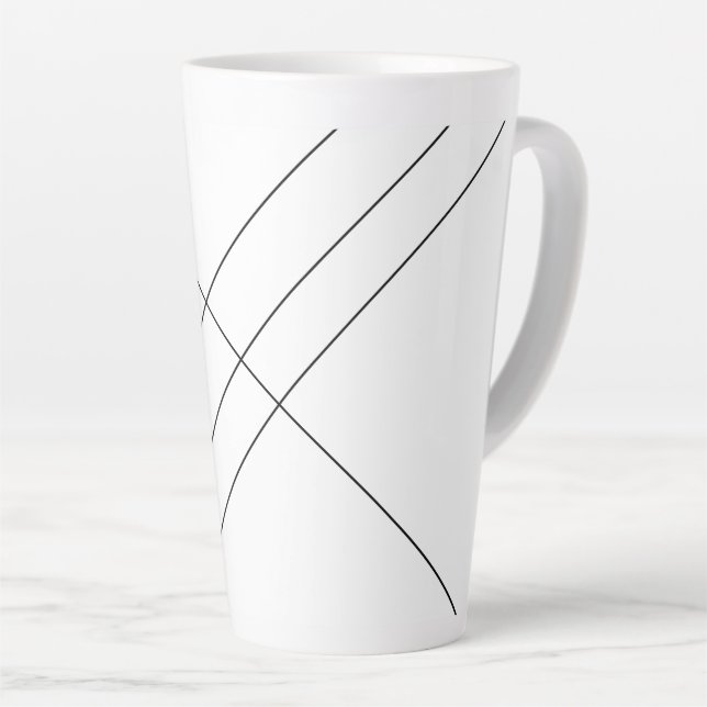 Diagonal Stripes On Black and White Latte Mug (Right Angle)