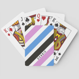 Diagonal stripes pattern personalised playing cards