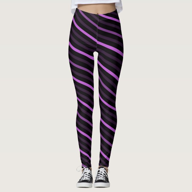 Diagonal Stripes - Purple Leggings (Front)