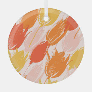 Diagonal Tulips: Light Colour Design. Glass Tree Decoration