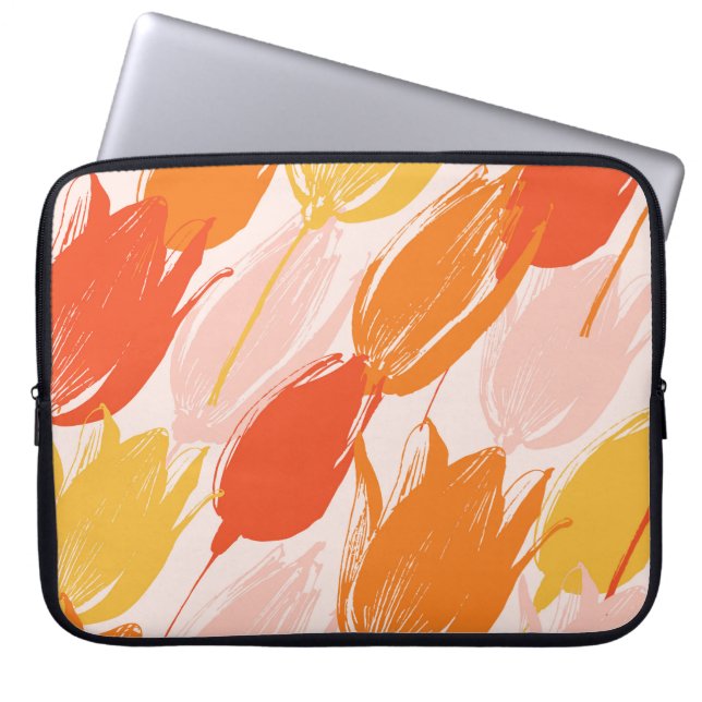 Diagonal Tulips: Light Colour Design. Laptop Sleeve (Front)