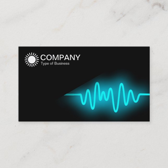 Diagonal V2 - Black - Cyan Wave Business Card (Front)