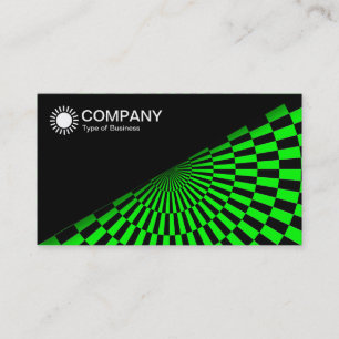 Diagonal V2 - Black - Op Art Green Business Card