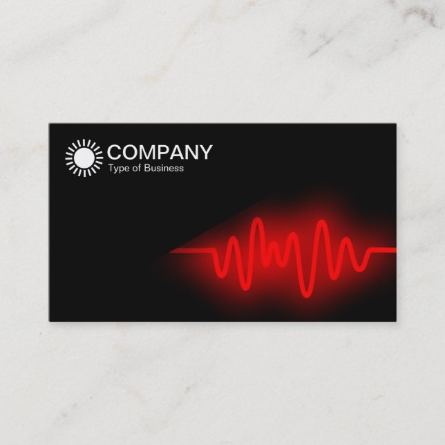 Diagonal V2 - Black - Red Wave Business Card (Front)
