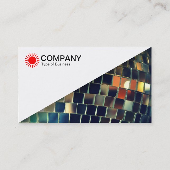 Diagonal V2 - White - Mirror Ball Business Card (Front)