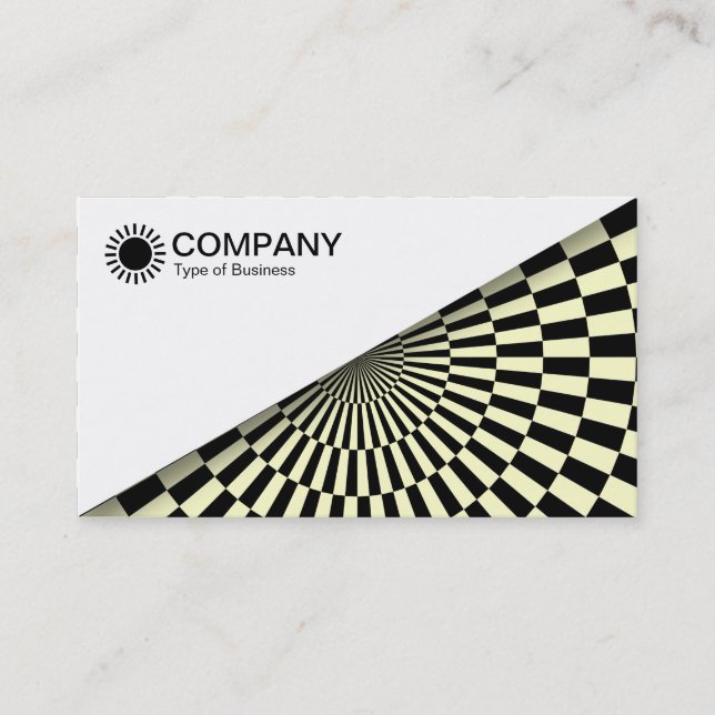 Diagonal V2 - White - Op Art Black and Pale Yellow Business Card (Front)