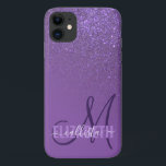 Diagonal Violet Purple Glitter Gradient Monogram Case-Mate iPhone Case<br><div class="desc">This elegant and girly design is perfect for the classy and stylish woman. It features a faux printed sparkly violet purple glitter diagonal gradient ombre on top of a violet purple background. It's a unique take on the glitter gradient trend that's currently very popular. It's a pretty, glamourous, modern, and...</div>
