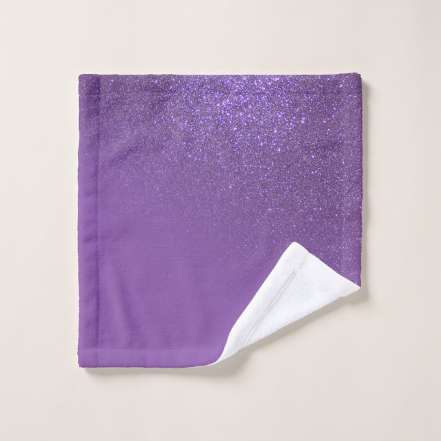 Diagonal Violet Purple Glitter Gradient Ombre Wash Cloth (Wash Cloth)