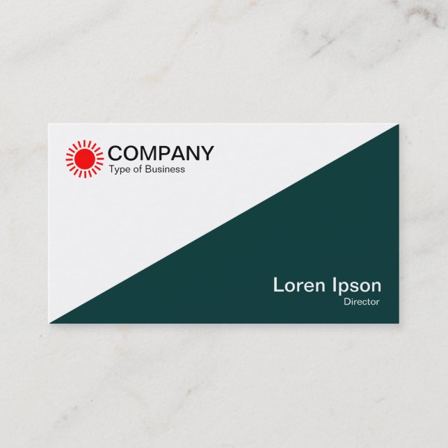 Diagonal - White and Dark Moss Green Business Card (Front)