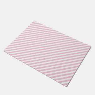 Diagonal white and pink stripes pattern doormat