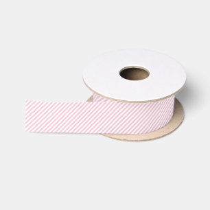 Diagonal white and pink stripes pattern satin ribbon
