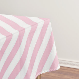 Diagonal white and pink stripes pattern tablecloth