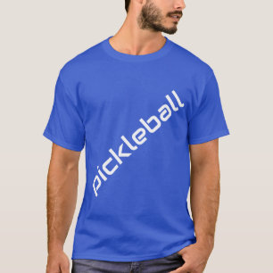 Diagonal White PICKLEBALL Text On Deep Royal Blue T-Shirt