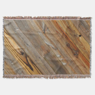 Diagonal Wood Plank Rustic Throw Blanket