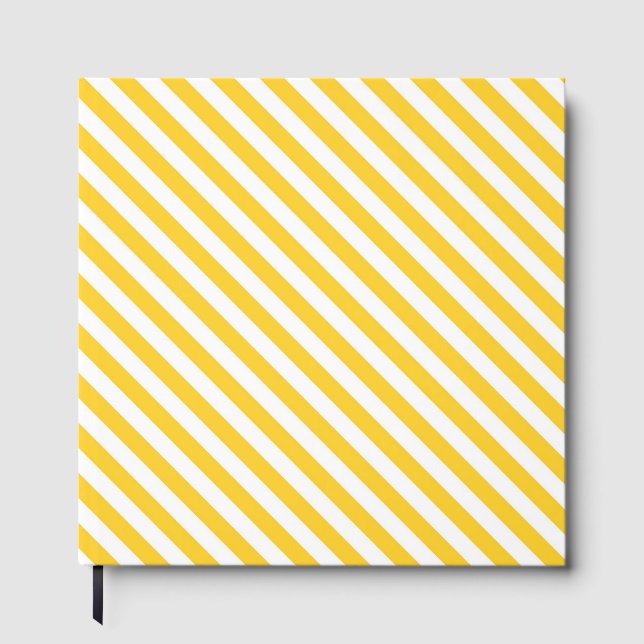 Diagonal yellow and white stripes pattern  guest book (Front)
