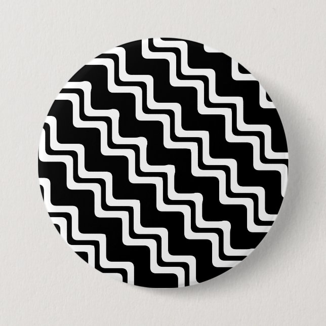 Diagonal Zig Zag Dual Coloured Line Pattern 7.5 Cm Round Badge (Front)