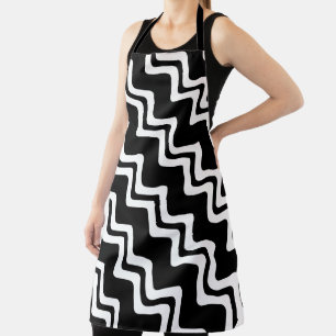 Diagonal Zig Zag Dual Coloured Line Pattern Apron