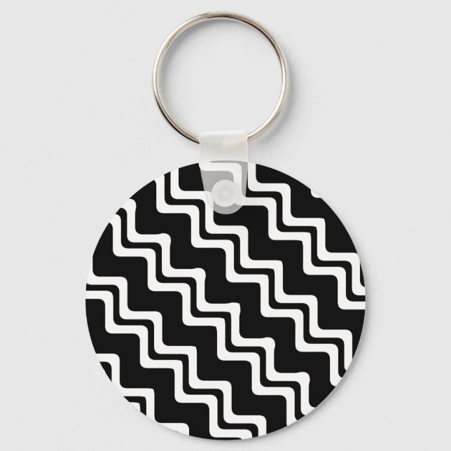 Diagonal Zig Zag Dual Coloured Line Pattern Key Ring (Front)