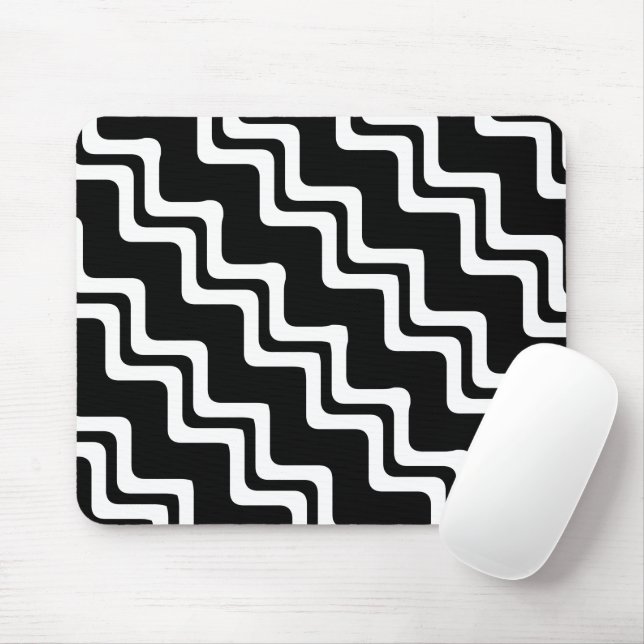 Diagonal Zig Zag Dual Coloured Line Pattern Mouse Pad (With Mouse)