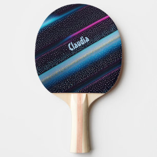 Diagonale Streifen und Punkte Muster schwarz, blau Ping Pong Paddle