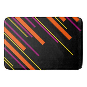 Diagonals - Black, Pink, Orange and Yellow Bath Mat