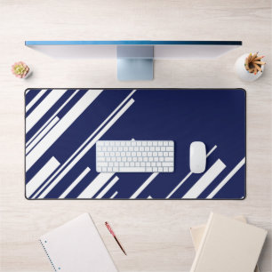 Diagonals - Blue and White Desk Mat