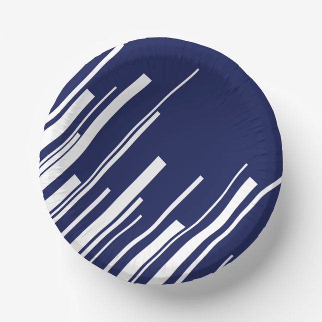 Diagonals - Blue and White Paper Plate (Front)