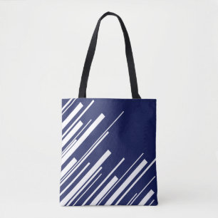 Diagonals - Blue and White Tote Bag