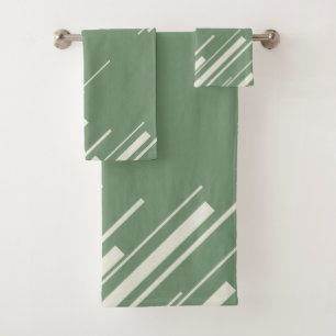 Diagonals - Green Bath Towel Set