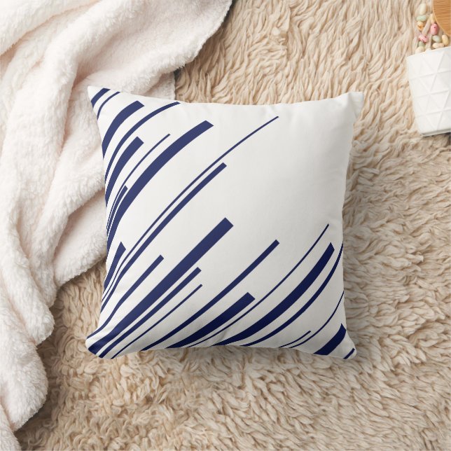 Diagonals in Blue and White Cushion (Blanket)