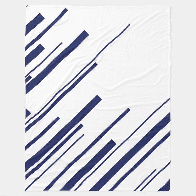 Diagonals in Blue and White Fleece Blanket (Front)
