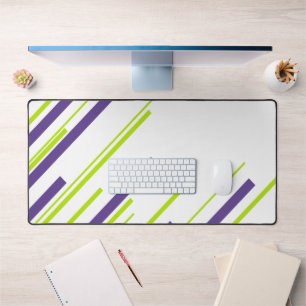Diagonals in Lime Green and Purple Desk Mat