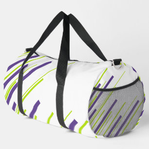 Diagonals in Lime Green and Purple Duffle Bag