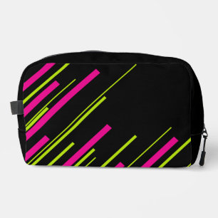 Diagonals in Lime Green, Hot Pink and Black Dopp Kit