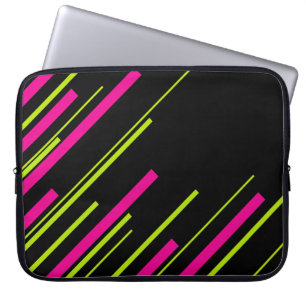 Diagonals in Lime Green, Hot Pink and Black Laptop Sleeve