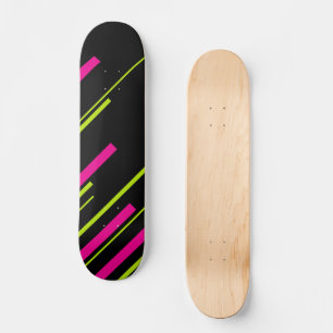Diagonals in Lime Green, Hot Pink and Black Skateboard