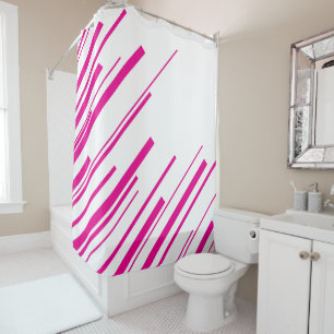 Diagonals in Magenta and White Shower Curtain