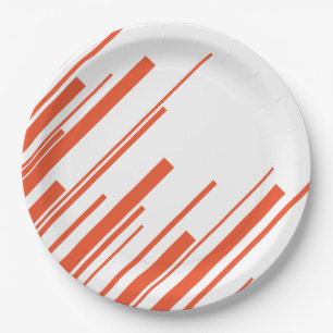 Diagonals in Orange and White Paper Plate